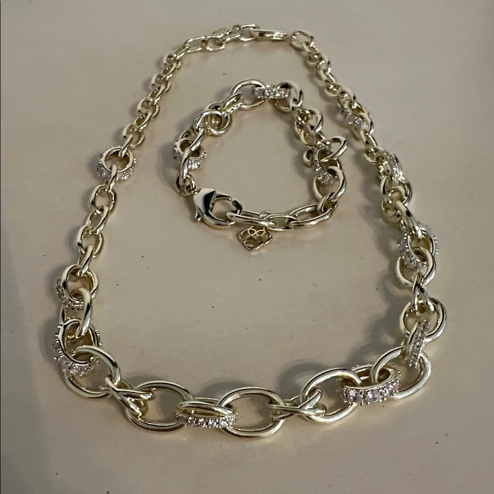 Kendra Scott Gold & Rhinestone Necklace and Bracelet Set- STUNNING  Rare set✨